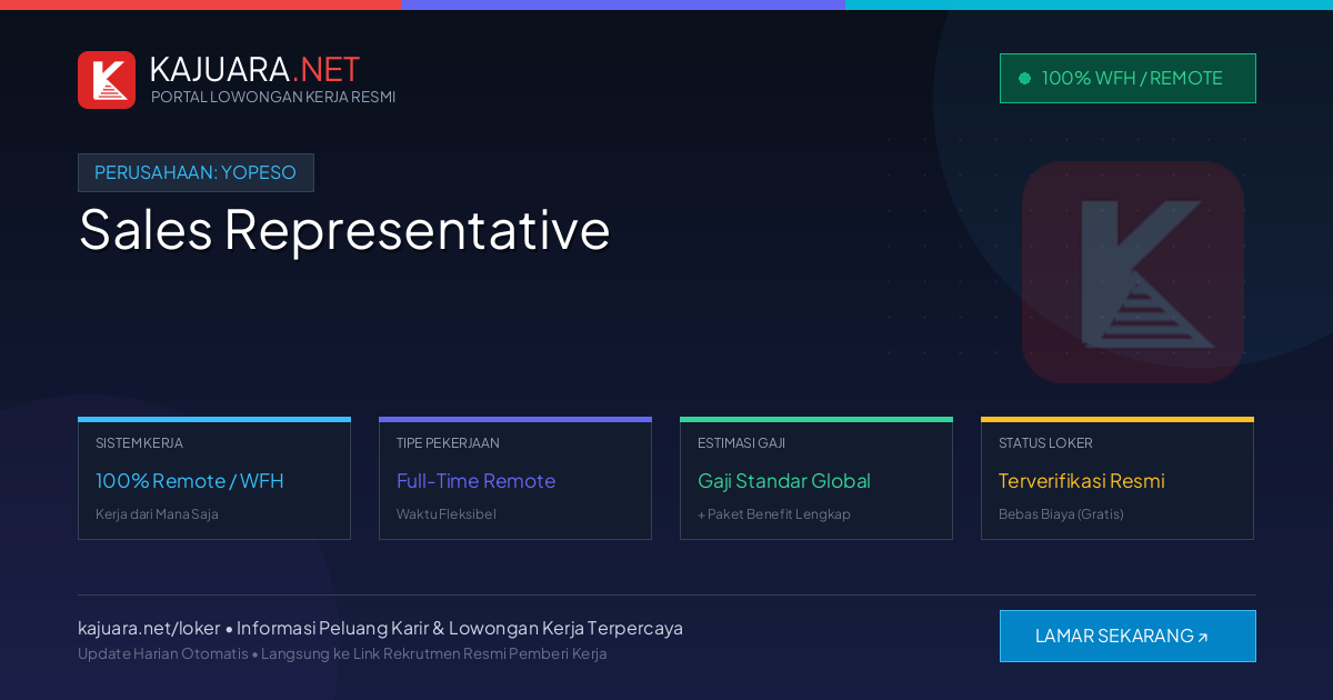 Lowongan Kerja Remote: Sales Representative di Yopeso