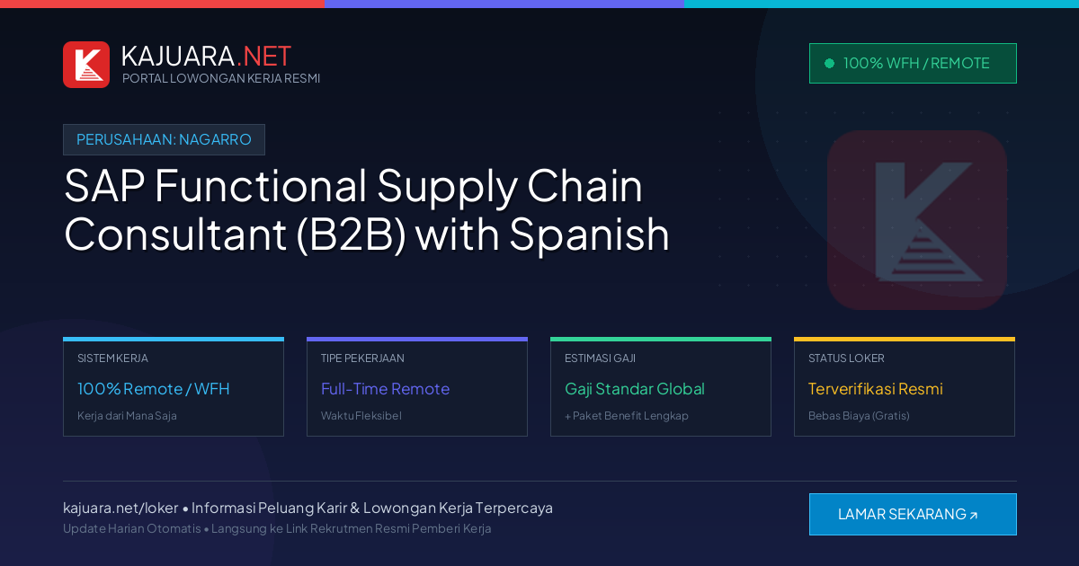 Lowongan Kerja Remote: SAP Functional Supply Chain Consultant (B2B) with Spanish di Nagarro
