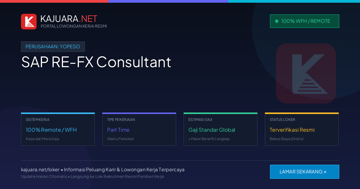 Lowongan Kerja Remote: SAP RE-FX Consultant di Yopeso