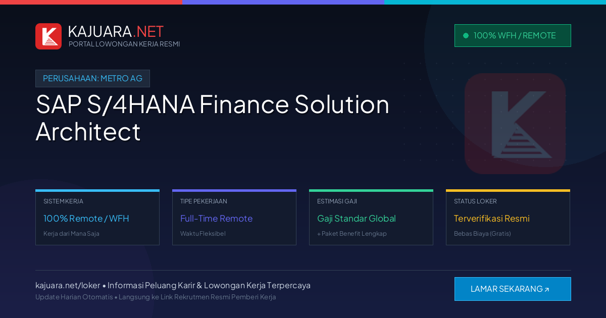 Lowongan Kerja Remote: SAP S/4HANA Finance Solution Architect di METRO AG