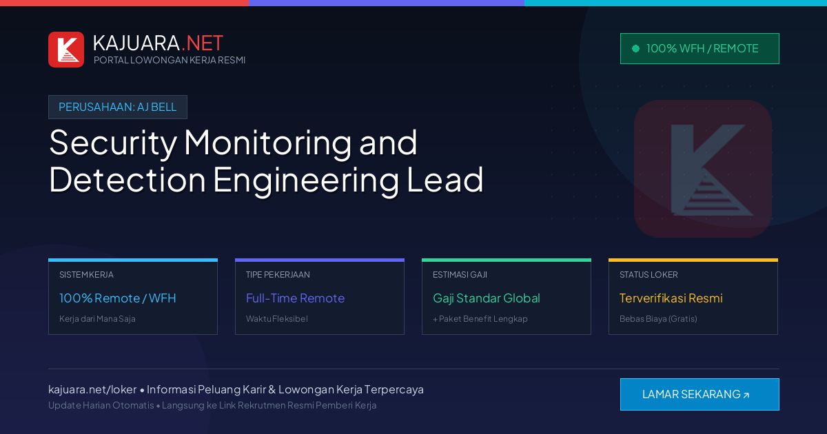 [100% Remote] Security Monitoring and Detection Engineering Lead at AJ Bell – Hiring Now