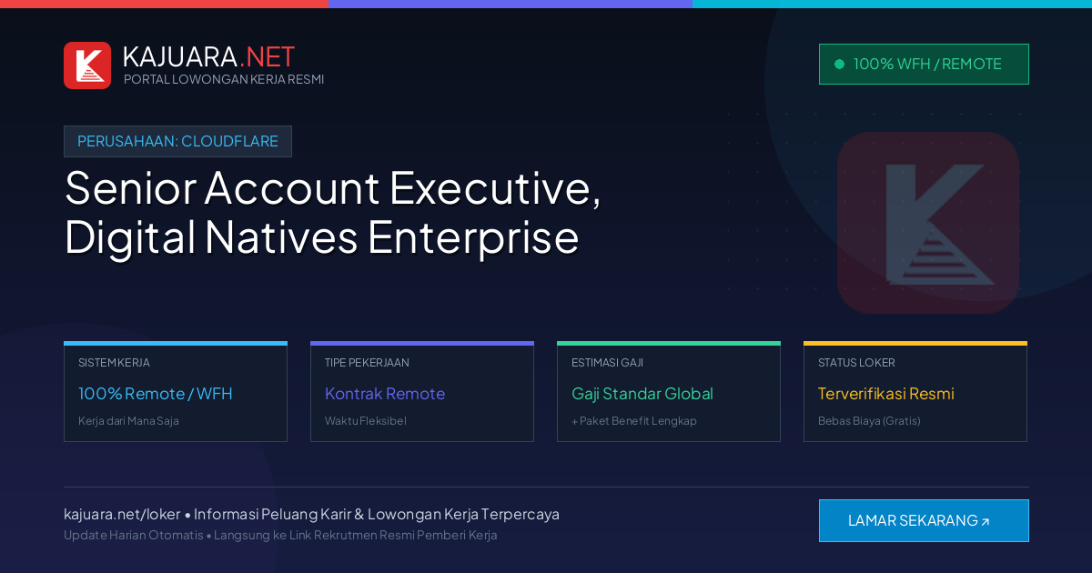 [Remote / WFH] Senior Account Executive, Digital Natives Enterprise at Cloudflare – Immediate Opening