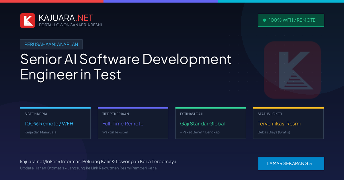 Lowongan Kerja Remote: Senior AI Software Development Engineer in Test di Anaplan