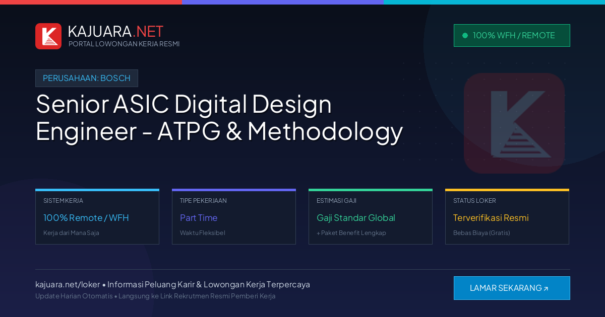 Lowongan Kerja Remote: Senior ASIC Digital Design Engineer - ATPG & Methodology di Bosch