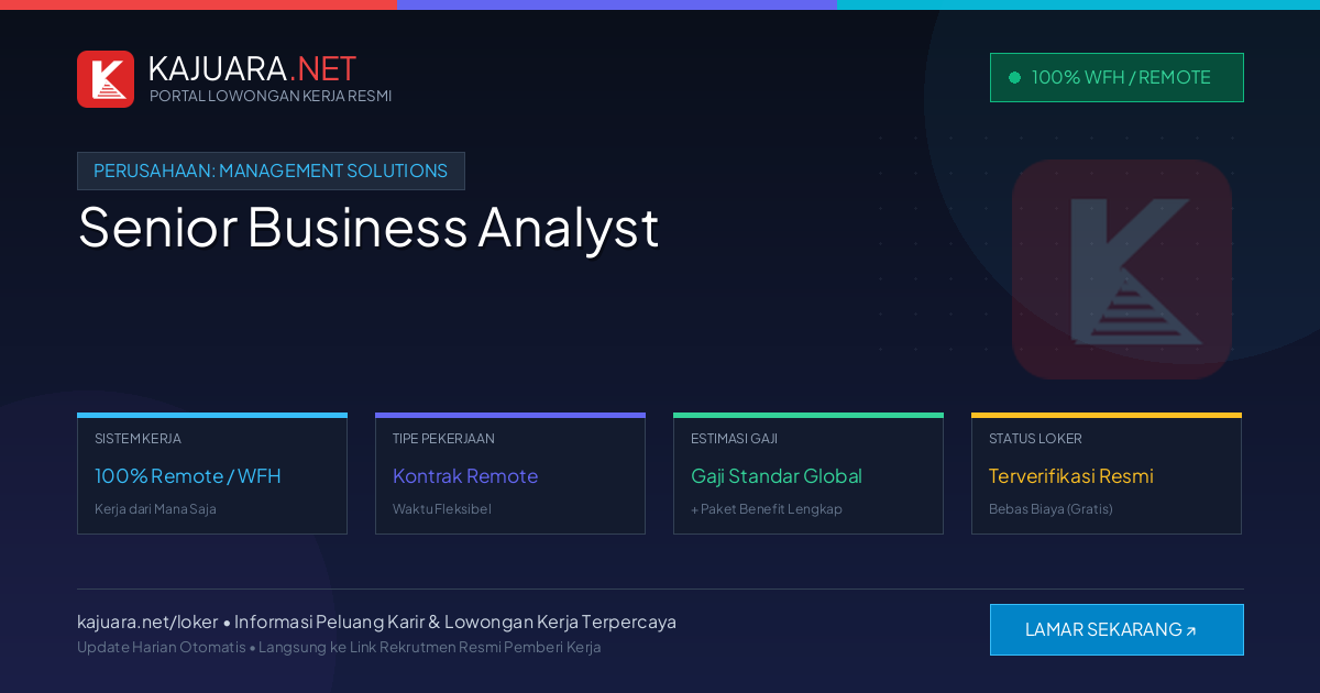 Lowongan Kerja Remote: Senior Business Analyst di Management Solutions