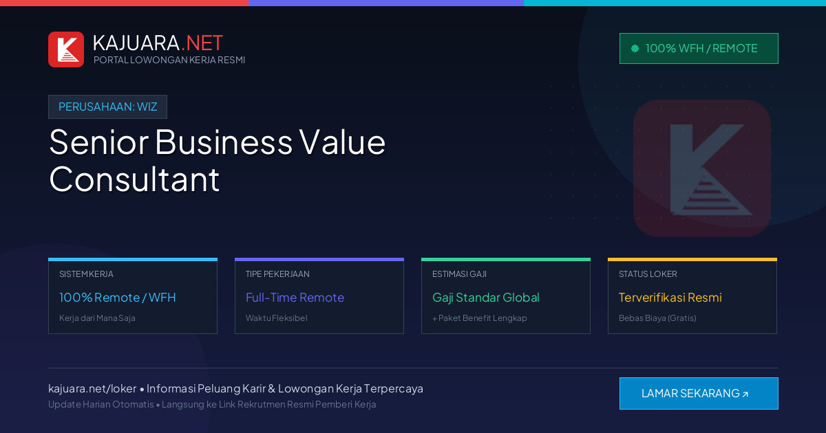 Lowongan Kerja Remote: Senior Business Value Consultant di Wiz