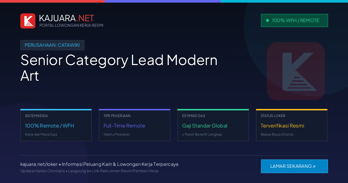 Lowongan Kerja Remote: Senior Category Lead Modern Art di Catawiki