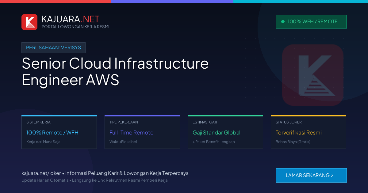 Lowongan Kerja Remote: Senior Cloud Infrastructure Engineer AWS di Verisys