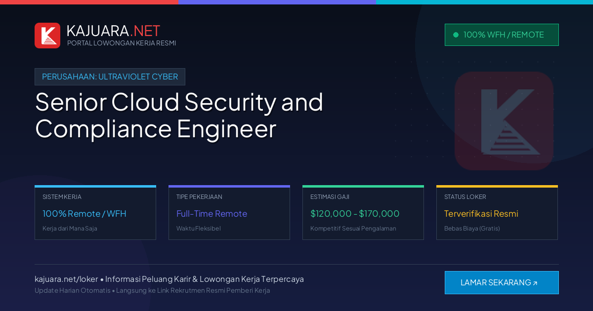 Lowongan Kerja Remote: Senior Cloud Security and Compliance Engineer di UltraViolet Cyber