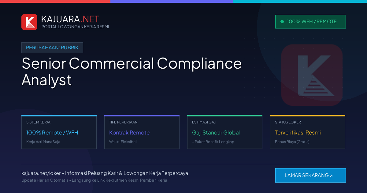 [Work From Home] Senior Commercial Compliance Analyst at Rubrik – Apply Online