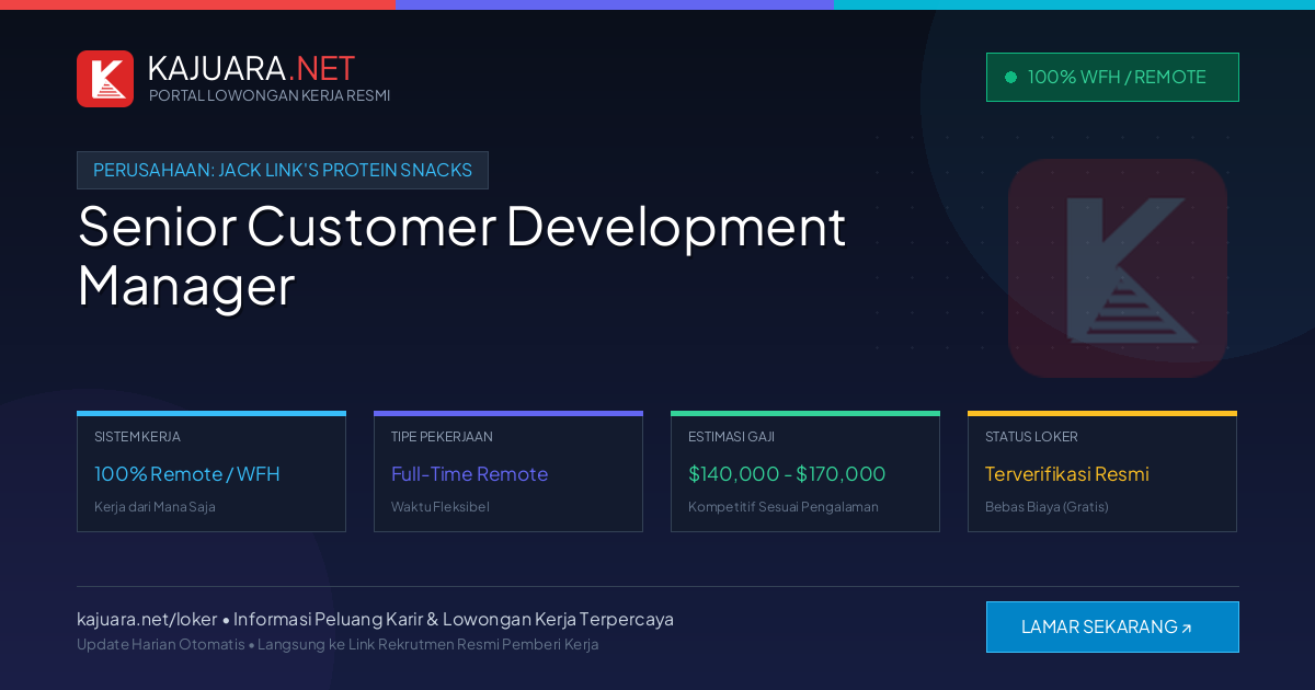 Lowongan Kerja Remote: Senior Customer Development Manager di Jack Link's Protein Snacks