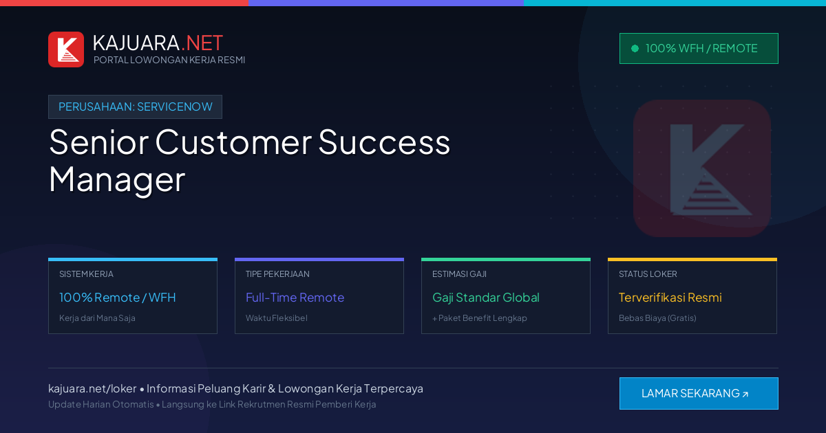 Lowongan Kerja Remote: Senior Customer Success Manager di ServiceNow