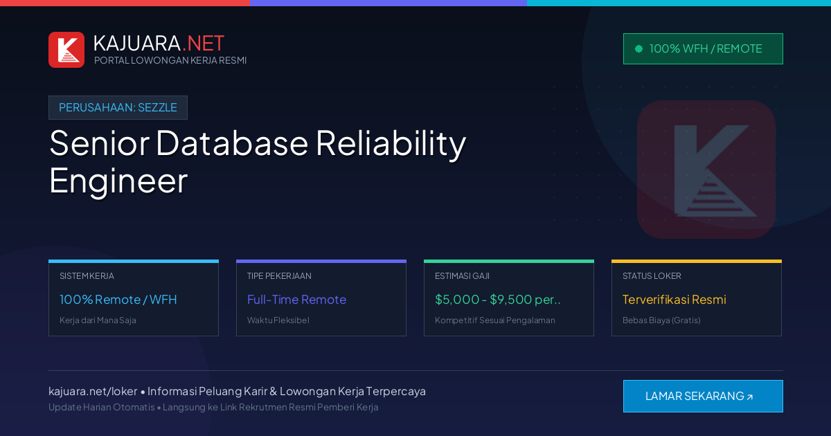Lowongan Kerja Remote: Senior Database Reliability Engineer di Sezzle