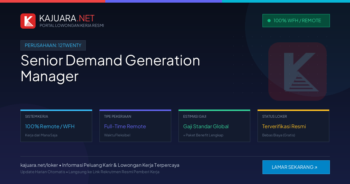 Lowongan Kerja Remote: Senior Demand Generation Manager di 12twenty