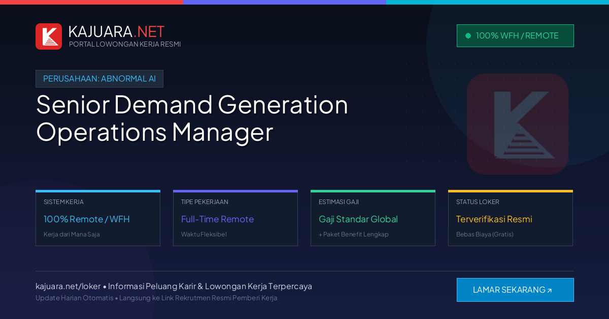 Lowongan Kerja Remote: Senior Demand Generation Operations Manager di Abnormal AI