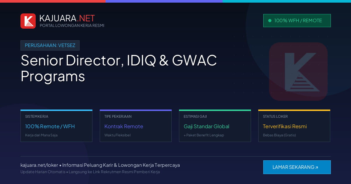 Lowongan Kerja Remote: Senior Director, IDIQ & GWAC Programs di VetsEZ