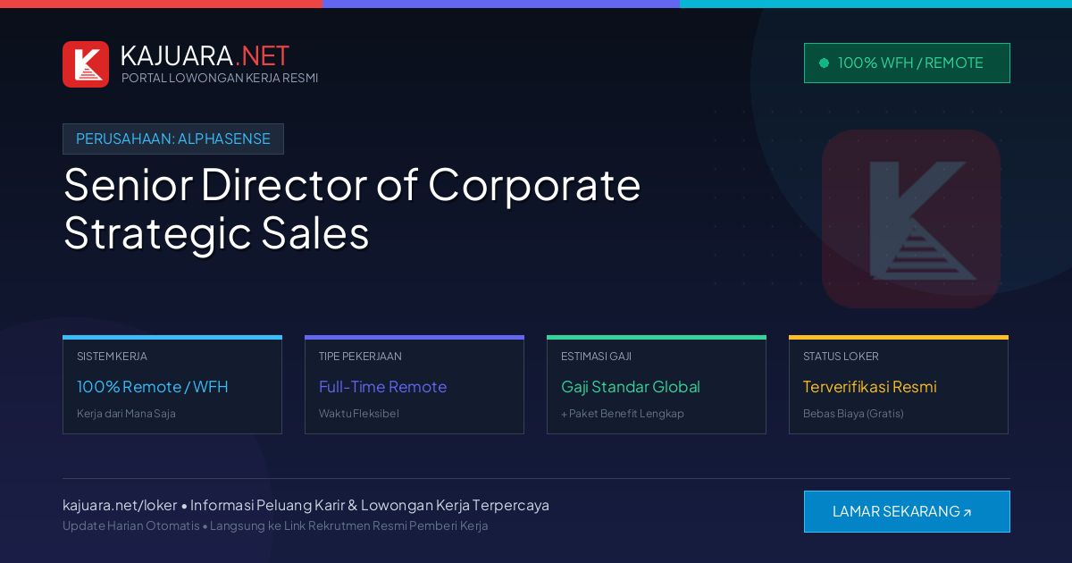 Lowongan Kerja Remote: Senior Director of Corporate Strategic Sales di AlphaSense