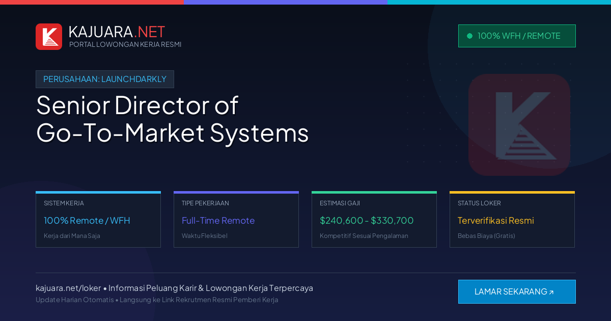 [Work From Home] Senior Director of Go-To-Market Systems at LaunchDarkly ($240,600 - $330,700)