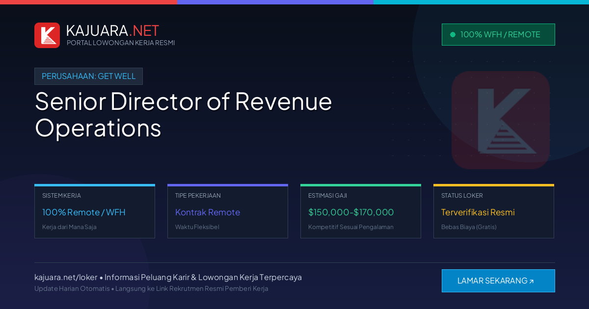 Lowongan Kerja Remote: Senior Director of Revenue Operations di Get Well