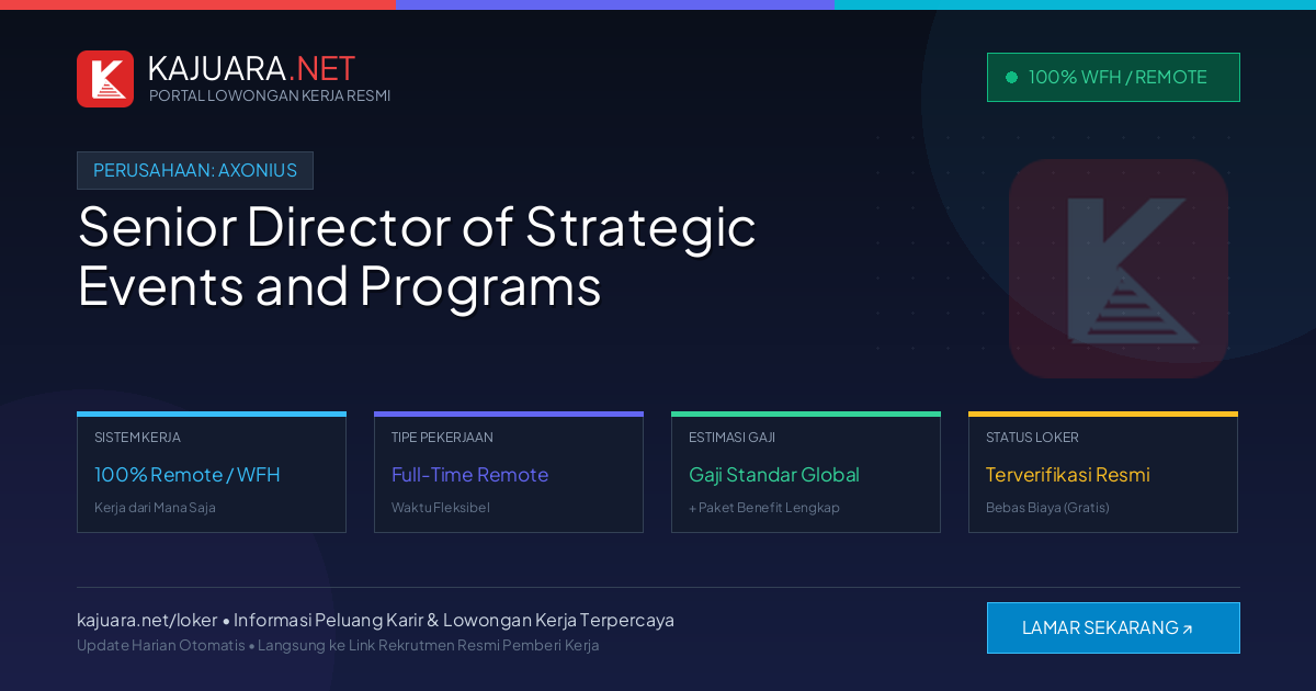 Lowongan Kerja Remote: Senior Director of Strategic Events and Programs di Axonius