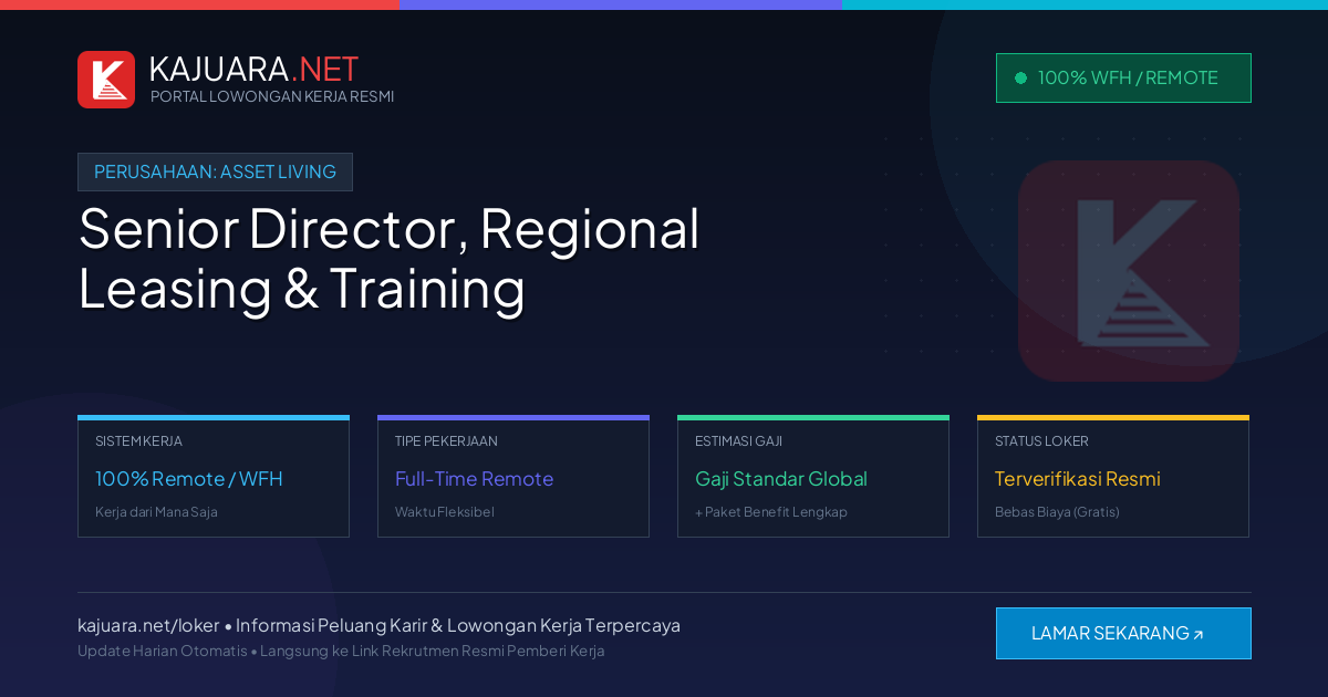 Lowongan Kerja Remote: Senior Director, Regional Leasing & Training di Asset Living
