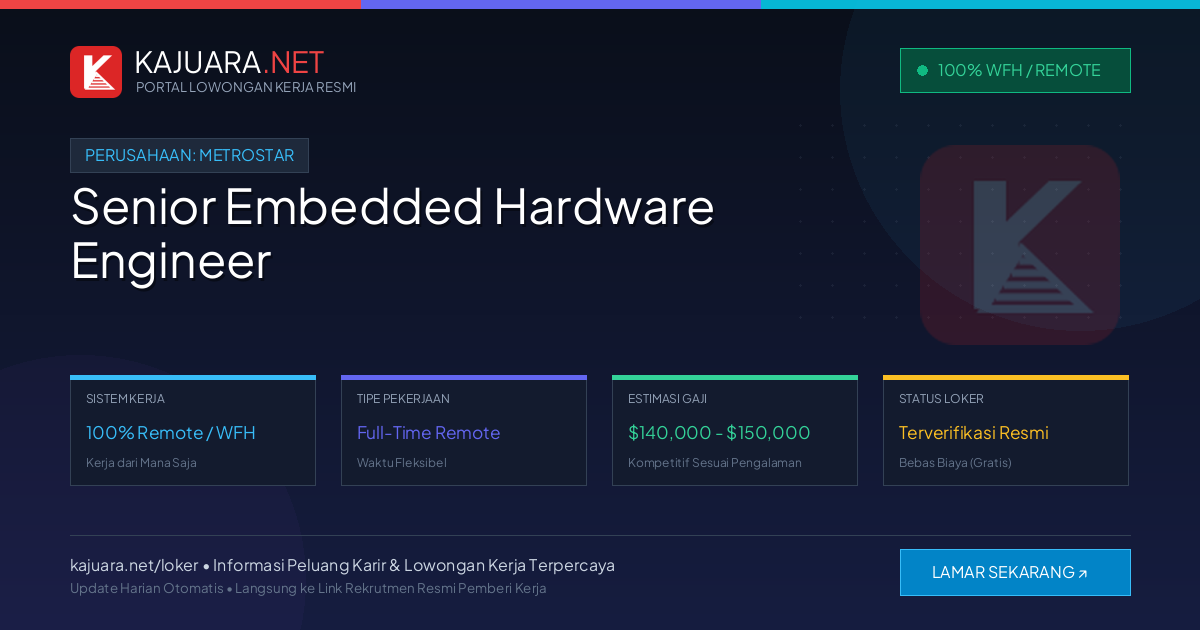 Lowongan Kerja Remote: Senior Embedded Hardware Engineer di MetroStar