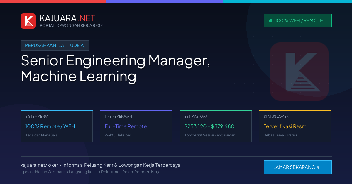 Lowongan Kerja Remote: Senior Engineering Manager, Machine Learning di Latitude AI