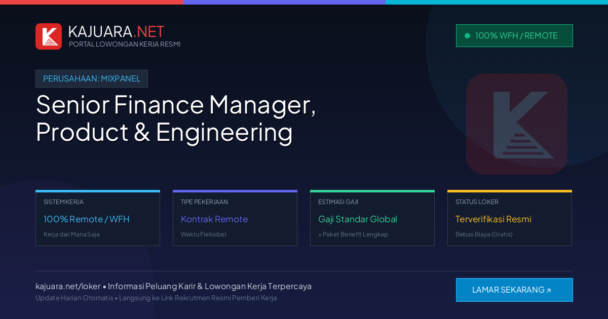 Lowongan Kerja Remote: Senior Finance Manager, Product & Engineering di Mixpanel