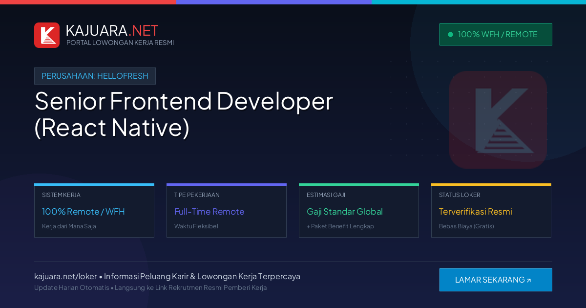 Lowongan Kerja Remote: Senior Frontend Developer (React Native) di HelloFresh