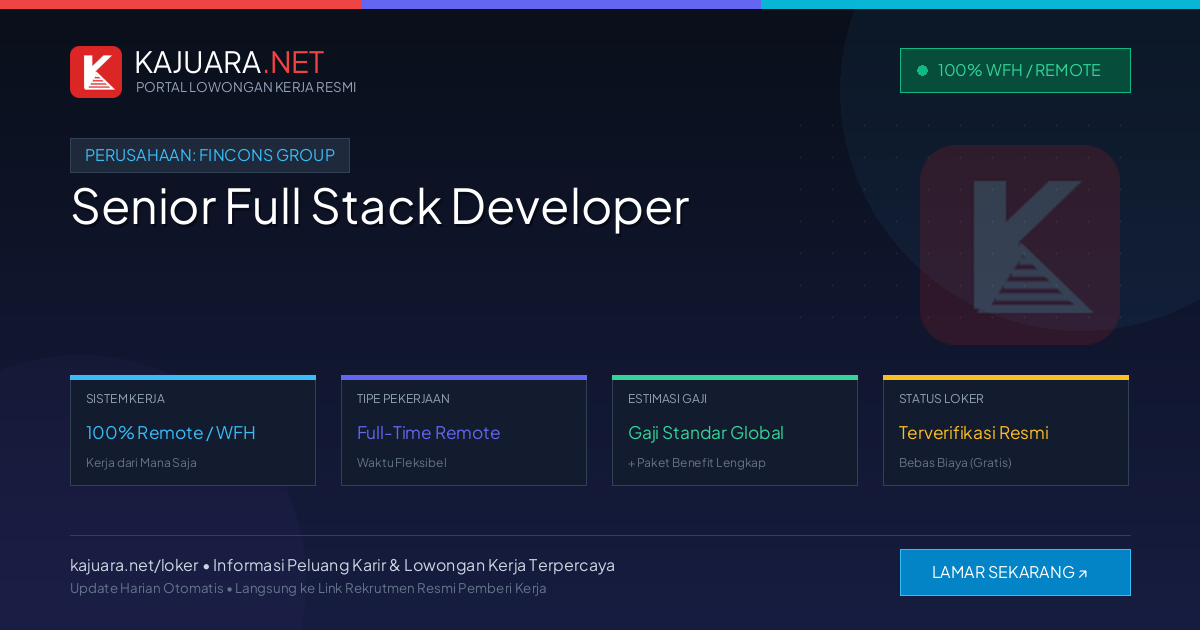 Lowongan Kerja Remote: Senior Full Stack Developer di Fincons Group