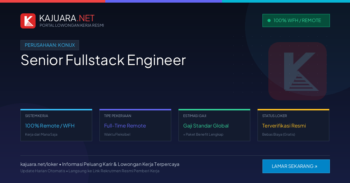 Lowongan Kerja Remote: Senior Fullstack Engineer di KONUX