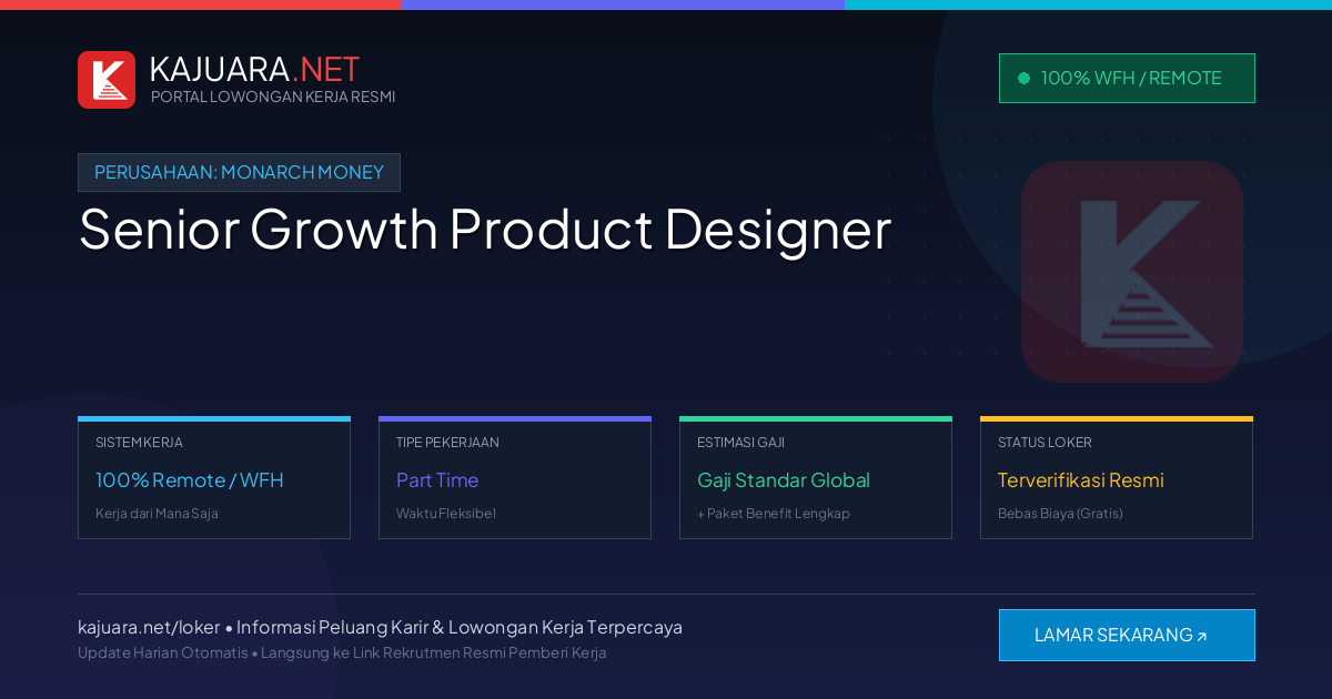 Lowongan Kerja Remote: Senior Growth Product Designer di Monarch Money