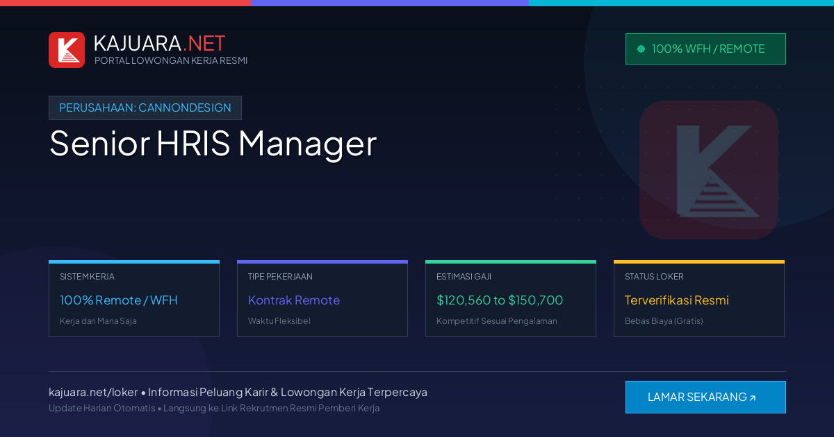 Lowongan Kerja Remote: Senior HRIS Manager di CannonDesign