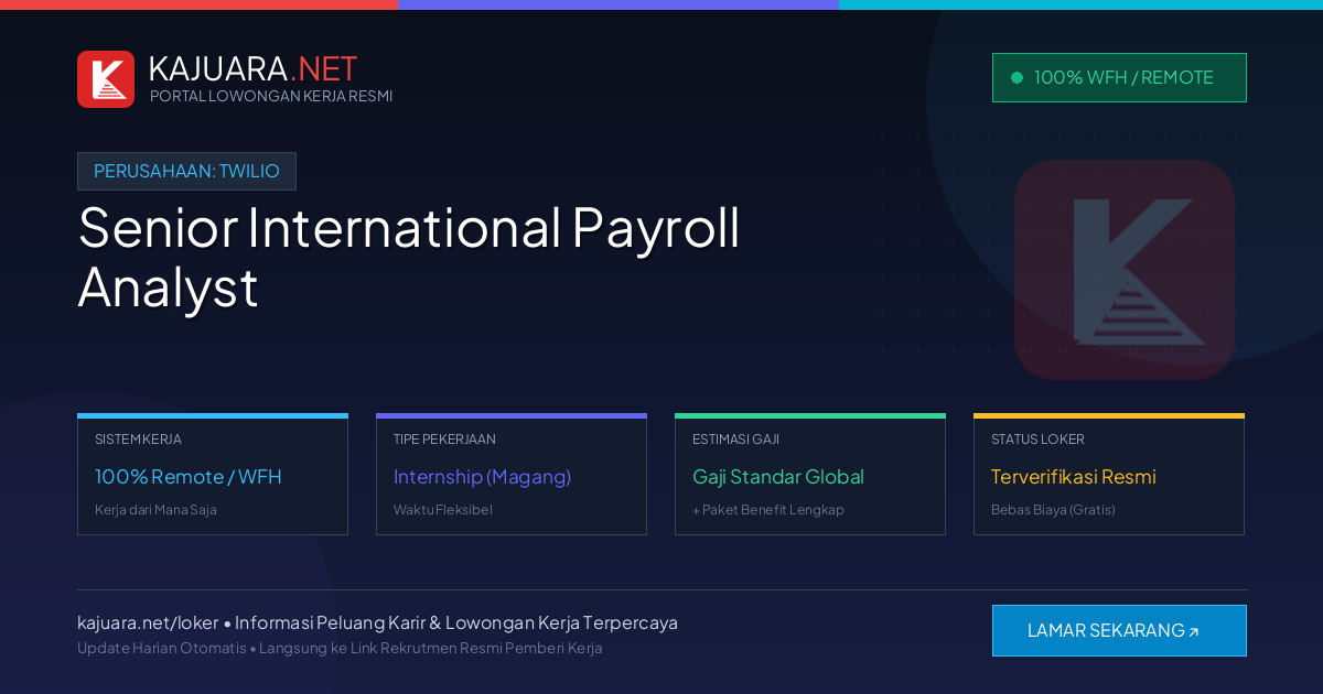 Lowongan Kerja Remote: Senior International Payroll Analyst di Twilio