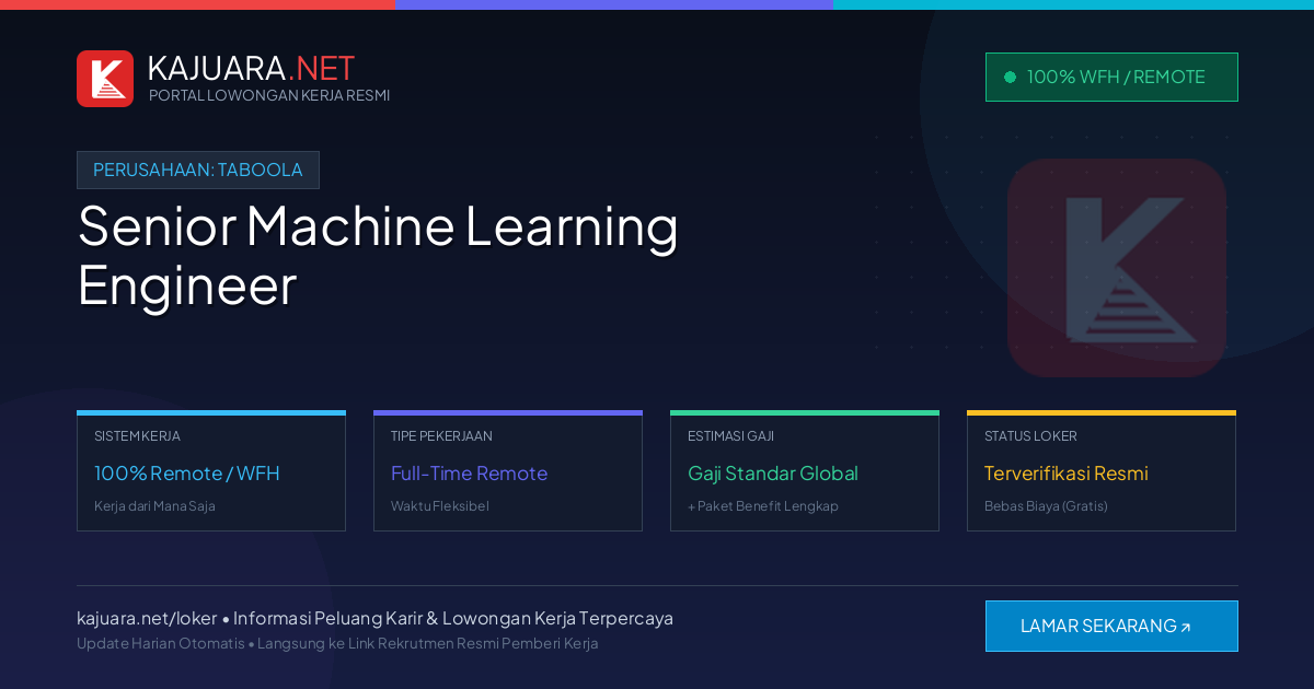 Lowongan Kerja Remote: Senior Machine Learning Engineer di Taboola