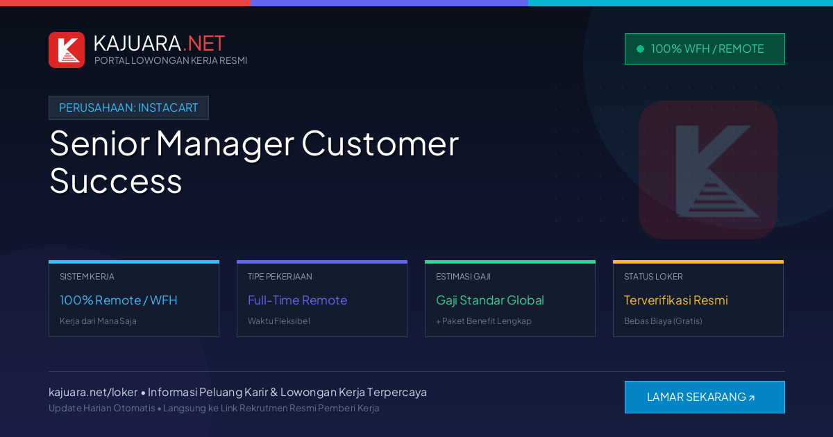 Lowongan Kerja Remote: Senior Manager Customer Success di Instacart