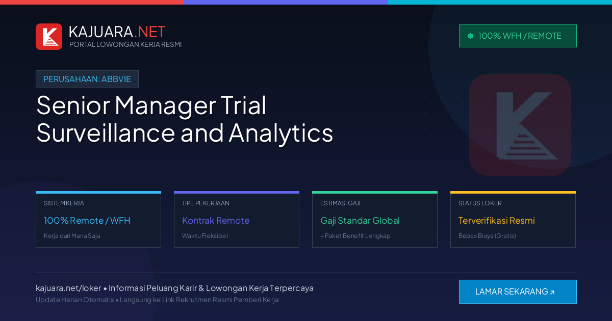 Lowongan Kerja Remote: Senior Manager Trial Surveillance and Analytics di AbbVie
