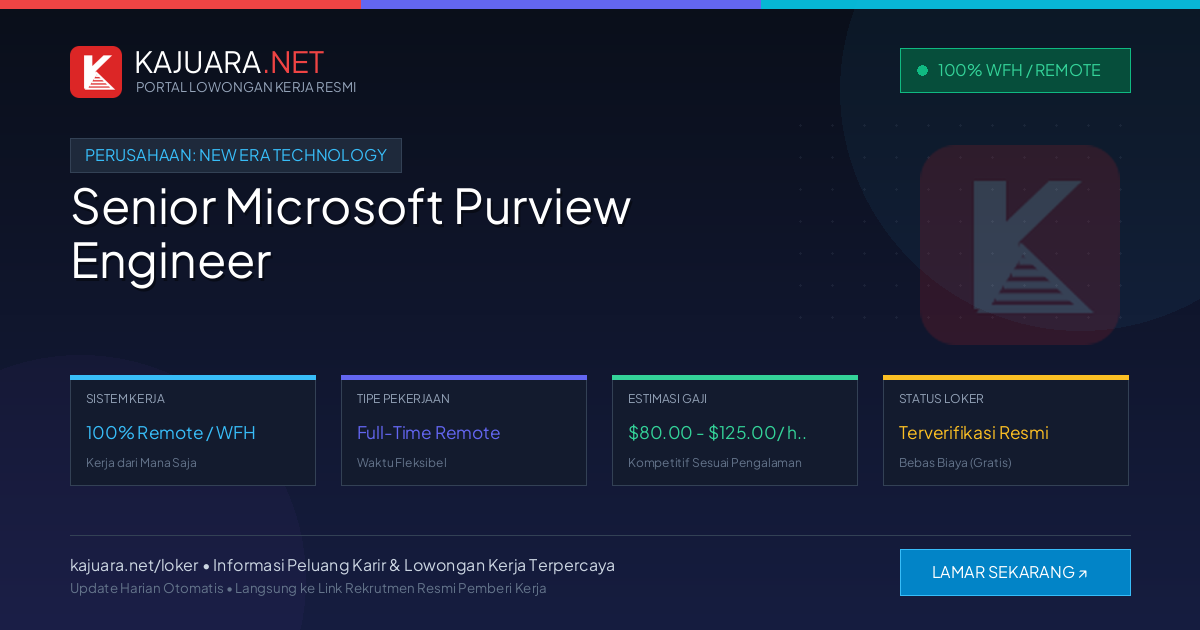 Lowongan Kerja Remote: Senior Microsoft Purview Engineer di New Era Technology