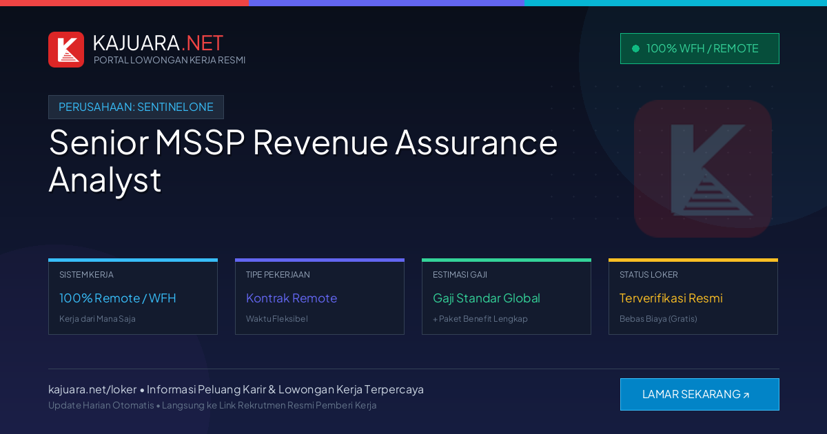 Lowongan Kerja Remote: Senior MSSP Revenue Assurance Analyst di SentinelOne