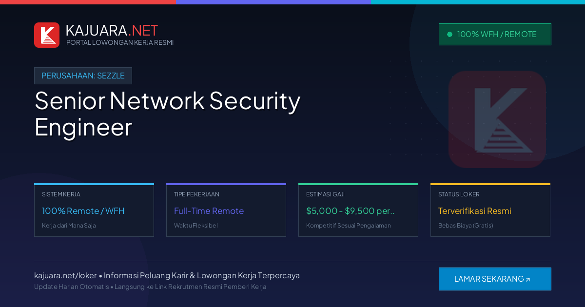 Lowongan Kerja Remote: Senior Network Security Engineer di Sezzle