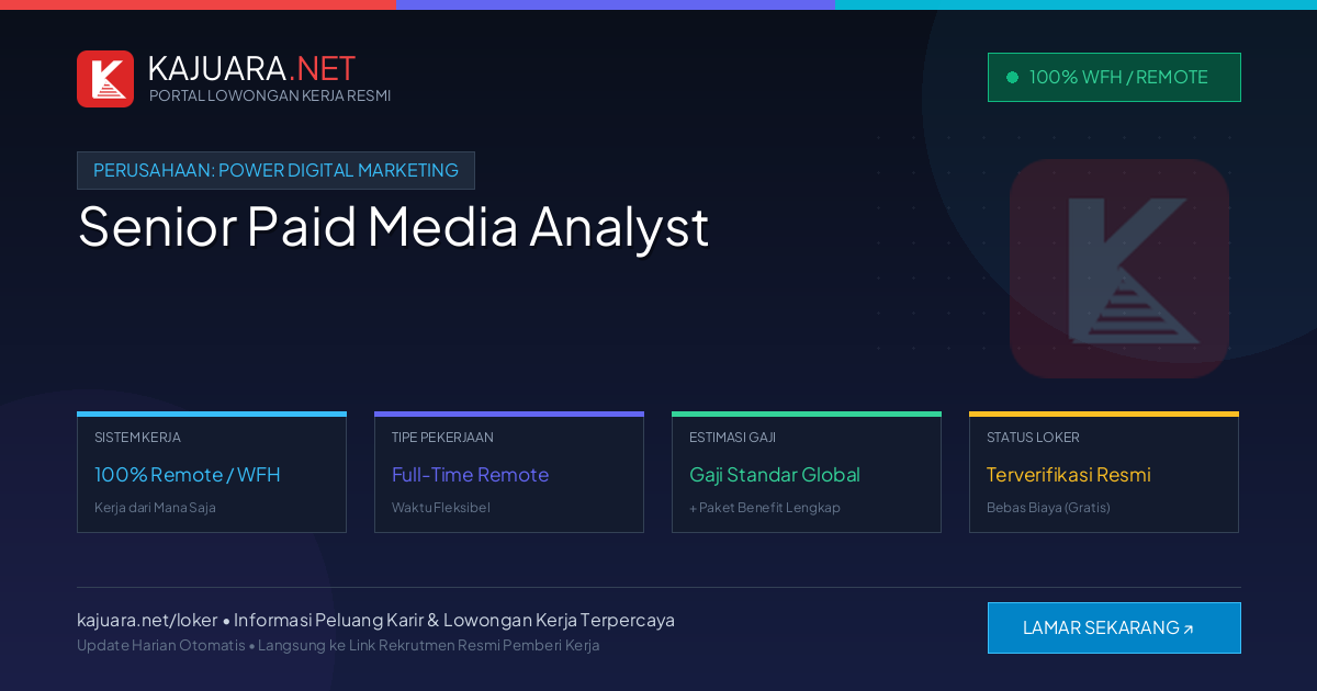 Lowongan Kerja Remote: Senior Paid Media Analyst di Power Digital Marketing