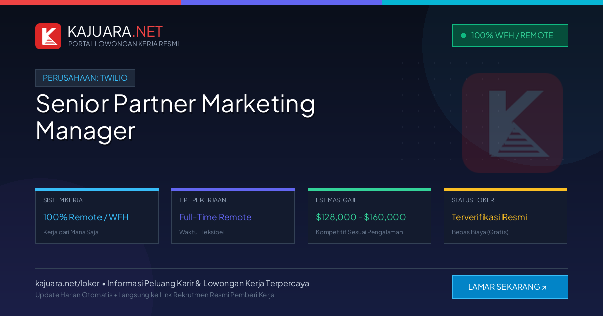 Lowongan Kerja Remote: Senior Partner Marketing Manager di Twilio