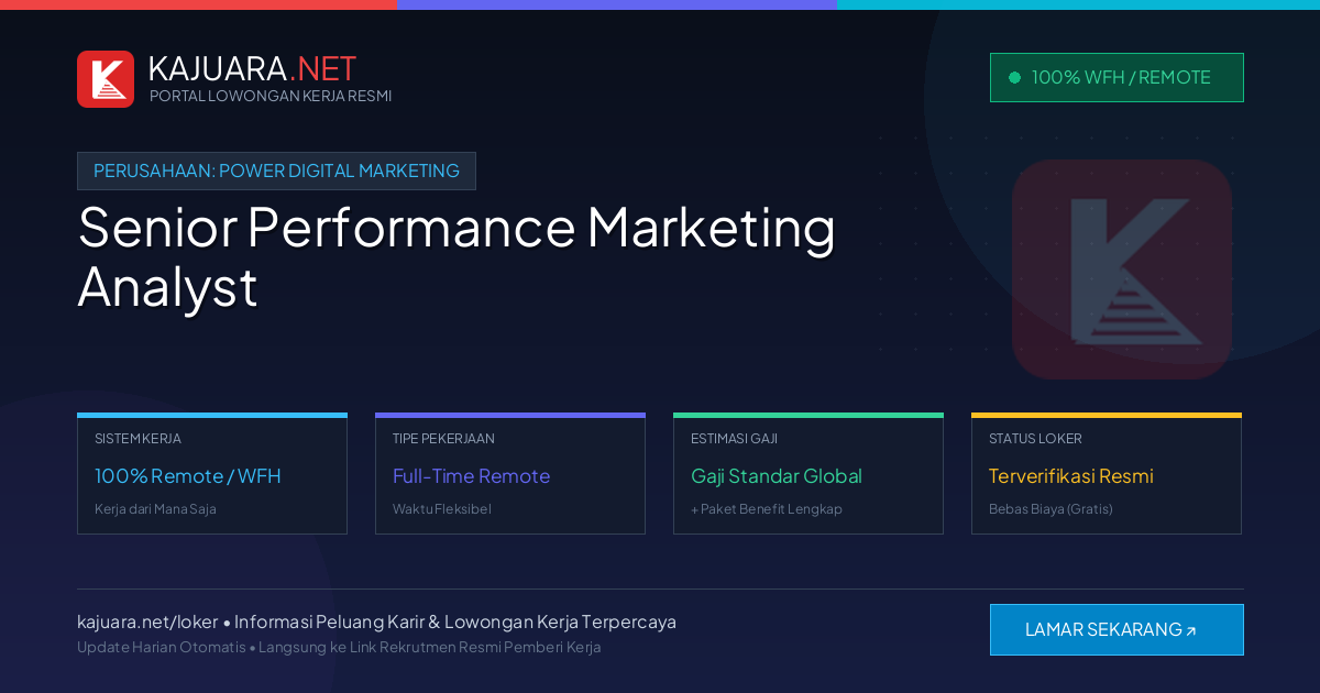 Lowongan Kerja Remote: Senior Performance Marketing Analyst di Power Digital Marketing