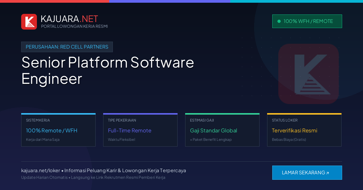 Lowongan Kerja Remote: Senior Platform Software Engineer di Red Cell Partners