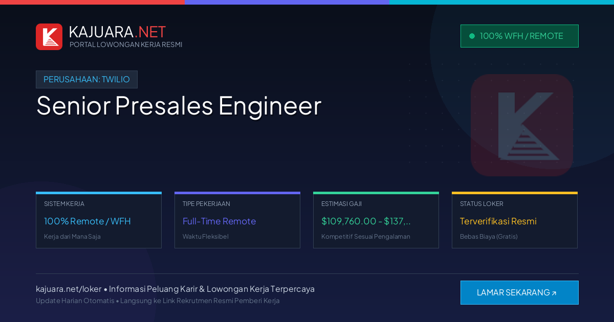 Lowongan Kerja Remote: Senior Presales Engineer di Twilio