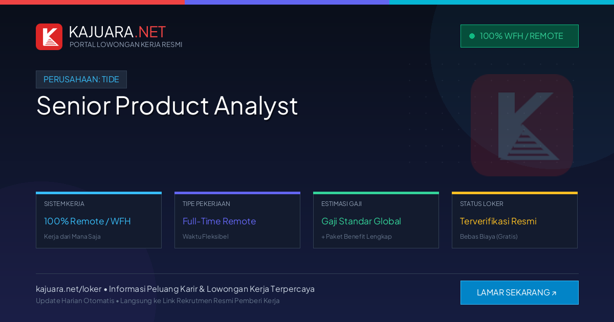 Lowongan Kerja Remote: Senior Product Analyst di Tide