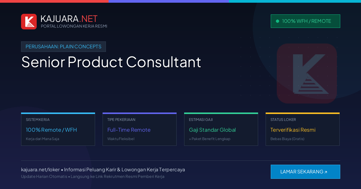 Lowongan Kerja Remote: Senior Product Consultant di Plain Concepts