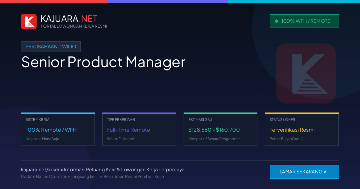 Lowongan Kerja Remote: Senior Product Manager di Twilio