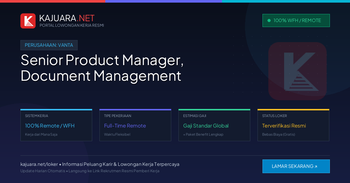 [Remote / WFH] Senior Product Manager, Document Management at Vanta – Immediate Opening
