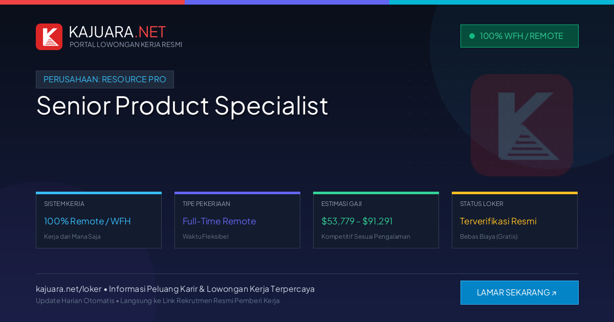 [Work From Home] Senior Product Specialist at ReSource Pro ($53,779 - $91,291)